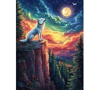 Wolf Howling at The Full Moon 1000 Piece Jigsaw Puzzle for Adults Wildlife Pet Jigsaw Weekend DIY Activity Parent Child Bonding Vibrant Design Perfect Festival Gift 1000 PCS