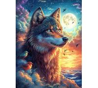 Wolf Howling at The Full Moon 1000 Piece Jigsaw Puzzle for Adults Wildlife Pet Lunch Break Activity Quick Escape No Duplicate Pieces for Busy Professionals 1000 PCS