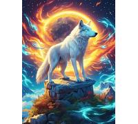 Wolf Howling at The Full Moon 1000 Piece Jigsaw Puzzle for All Ages Wildlife Plant Jigsaw Parent Child Team Building Vibrant Challenge Ideal Festival Gift Home Decor 1000 PCS