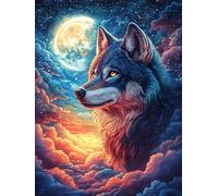 Wolf Howling at The Full Moon 1000 Piece Pack DIY Jigsaw Puzzle Wildlife Pet Collectors Ultra Difficult Educational Decorative Puzzle Gifts for Adults Birthday Sturdy Paperboard 1000 PCS