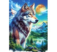 Wolf Howling at The Full Moon 1000 Pieces Set Classic Jigsaw Puzzle Scenery Science Fiction Couple Puzzle Partners Logic Skill Wall Decor Easter New Year Gift Eco-friendly Recycled Cardboard 1000 PCS