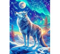 Wolf Howling at The Full Moon 300 Pcs Jigsaw Puzzles Scenery Science Fiction Puzzles for Adults Teens Fun Family Game Team Building Stress Reducing Autumn Gift Durable Recycled Material 300 PCS