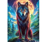 Wolf Howling at The Full Moon 300 Piece Jigsaw Puzzle for Adults Wildlife Pet Rainy Day Activity Mindful Relaxation Precision Cut Pieces Unique Gift Wall Art Decor 300 PCS
