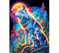 Wolf Howling at The Full Moon 300 Piece Jigsaw Puzzle for Adults Wildlife Pet Snow Day Activity Indoor Fun No Dust Pieces Great Gift for Neighbors 300 PCS