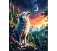 Wolf Howling at The Full Moon 500 Piece Complete Jigsaw Puzzle Set Wildlife Pet Teens Beginners Educational Challenge Puzzle Fans Group Play Anniversary Creativity & Gift Giving 500 PCS