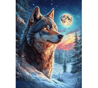 Wolf Howling at The Full Moon 500 Piece Complete Jigsaw Puzzle Set Wildlife Pet Teens Beginners Mind Relaxation Puzzle Fans Group Play Anniversary Fathers Gift Thick Cardboard 500 PCS