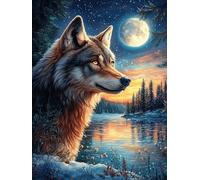 Wolf Howling at The Full Moon 500 Piece Jigsaw Puzzle for Adults Scenery Science Fiction Sick Day Activity Gentle Distraction No Dust Pieces Great Gift for Get Well Soon 500 PCS