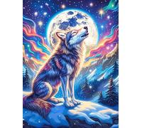 Wolf Howling at The Full Moon 500 Pieces Set Classic Jigsaw Puzzle Wildlife Pet Teen Fans 14-18 Yrs Logic Skill Leisure Adventure Valentines Gift Eco-friendly Recycled Cardboard 500 PCS