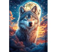 Wolf Howling at The Full Moon 500 Pieces Set Classic Jigsaw Puzzle Wildlife Pet Teen Fans 14-18 Yrs Logic Skill Leisure Adventure Valentines Gift Eco-friendly Recycled Cardboard 500 PCS