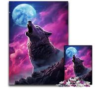 Wolf Howling at The Moon 1000 Piece Jigsaw Puzzle Jigsaw Puzzles Challenging DIY Brain Teaser Perfect Family Game Or Decorative Gift 1000 PCS(75x50cm)