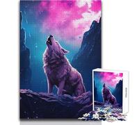 Wolf Howling at The Moon 1000-piece Jigsaw Puzzles Mindful Learning Fun Game Unique Gift for Joyful Celebrations Size 50x75cm