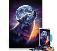Wolf Howling at The Moon 1000 Piece Jigsaws for Adults Brain Sharp Game Smooth Burr Free Surface Fascinating Hobby for Idle Moments (50x75cm)