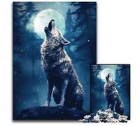 Wolf Howling at The Moon 1000 Pieces Puzzle Gifts Jigsaw Puzzles for Adults Family Activity Brain Teaser Home Decor 1000 PCS(38x26cm)