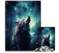 Wolf Howling at The Moon 1000 Pieces Puzzle Gifts Jigsaw Puzzles for Adults Family Activity Brain Teaser Home Decor 1000 PCS(38x26cm)