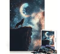 Wolf Howling at The Moon 1000 Pieces Puzzles for Adults Cognitive Boost Mindful Escape Tight Lock (38x26cm)