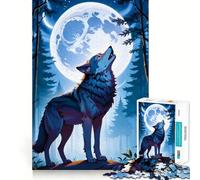 Wolf Howling at The Moon 1000 Pieces Puzzles for Adults Mind Exercise Play Precision Cut Smooth Edges Relaxing Indoor Group Activity (50x75cm)