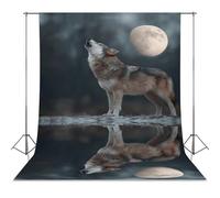 Wolf Howling at The Moon Abstract Photography Backdrop Washable Photo Studio Backdrops Background for Party Video Shooting