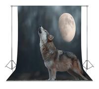 Wolf Howling at The Moon Abstract Photography Backdrop Washable Photo Studio Backdrops Background for Party Video Shooting
