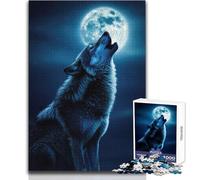 Wolf Howling At The Moon Adult Jigsaw Puzzles 1000 Pieces Smart Fun Educational Game Great Heartfelt Meaningful Present Size 50x75cm