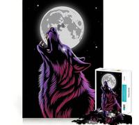 Wolf Howling at The Moon Adult Jigsaw1000 Pieces Cognitive Boost Game No Gap Tight Fitting Design Birthday Gift Brain Teaser Toy (38x26cm)