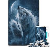 Wolf Howling at The Moon Adult Puzzle 1000pcs (38x26cm) Jigsaw | A New Year screen-free activity during winter downtime for screen-free time.