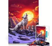 Wolf Howling at The Moon Adults 1000 Piece Jigsaw Puzzle Focus Memory Game Zero Gap Compact Fun for Family Game Time (50x75cm)