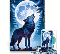 Wolf Howling at The Moon Adults 1000 Piece Jigsaw Puzzle Focus Memory Game Zero Gap Compact Fun for Family Game Time (38x26cm)