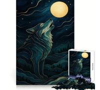 Wolf Howling at The Moon Art 1000 Piece Jigsaw Puzzles for Teenagers Logical Skill Leisurely Pursuit Precise Join Fine Xmas Gift (50x75cm)