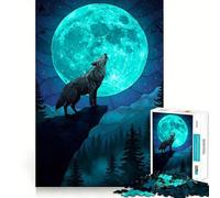 Wolf Howling at The Moon Art 1000 Piece Puzzle For Teenagers Mind Skill Play Laser Cut for Flawless Fit Relaxing Indoor Group Activity (50x75cm)
