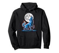 Wolf Howling At The Moon Fantasy Scene Pullover Hoodie
