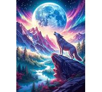 Wolf Howling at The Moon in A Magical Forest 1000 Piece Jigsaw Puzzle for Adults Teens Wildlife Pet Jigsaw After Gym Relaxation Brainteaser Puzzle for Fitness Lovers Stress 1000 PCS