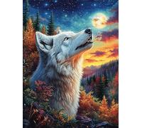 Wolf Howling at The Moon in A Snowy Forest 1000 Pc Classic Jigsaw Puzzle Wildlife Pet Puzzle for Adults Hard Challenging Hobby Home Decor Poster Sturdy Creativity & Gift Giving 1000 PC