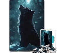 Wolf Howling at The Moon in Snow Wooden Jigsaw, Wood Puzzle, 1000 Pieces | Puzzle for Adults - puzzle activity for spare time alone or together.