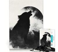 Wolf Howling at The Moon Jigsaw for Adults 1000 Pieces Think Skill Game High Precision Die Cut Entertaining Challenge for Spare Time (50x75cm)