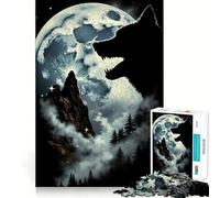 Wolf Howling at The Moon Jigsaw Puzzle 1000 Piece Focus Boost Fun Advanced Laser Cutting Tech Travel-friendly Brain Game Gift (38x26cm)