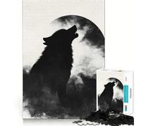 Wolf Howling at The Moon Jigsaw Puzzle1000 Pieces Brain Boosting Play Zero Gap Cozy Indoor Entertainment for All (38x52cm)