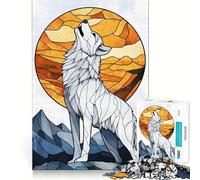 Wolf Howling at The Moon Jigsaw Puzzle1000 Pieces Thinking Skill Game Seamless Fit Precise Pieces Family Fun Night Activity (50x75cm)