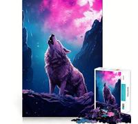 Wolf Howling at The Moon Jigsaw Puzzles 1000 Mind Skill Play Premium Laser Cut Quality Quiet Time Mind Exercise at Home (38x26cm)