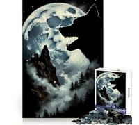 Wolf Howling at The Moon Jigsaw Puzzles for Adults 1000 Piece Mental Exercise Mindful Leisure Snug Lock (50x75cm)