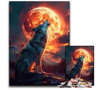 Wolf Howling at The Moon Jigsaw Puzzles for Adults 1000 Piece Paper Puzzles Colorful Home Decor & Interactive Family Game 1000 PCS(38x26cm)