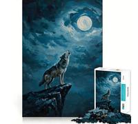 Wolf Howling at The Moon Jigsaw Puzzles for Teenagers 1000 Mental Fun Game Clean Seamless Connection Engaging Way to Pass Free Hours (38x26cm)