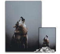 Wolf Howling At The Moon JigsawPuzzle 1000 Pieces for Adults Wooden Puzzles Family Interactive Game Craft Gift with Colorful Artwork 1000 PCS(75x50cm)