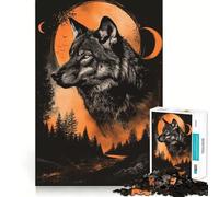 Wolf Howling at The Moon Jigsaws 1000 Pieces for Adults Memory Boost Game Professional Grade Cutting Heartwarming Gathering Activity (38x26cm)