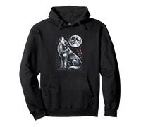 Wolf Howling at the Moon Minimalist Wildlife Pullover Hoodie