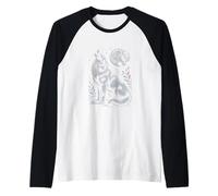 Wolf Howling at The Moon Minimalist Wildlife Raglan Baseball Tee