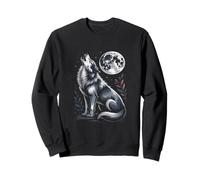 Wolf Howling at the Moon Minimalist Wildlife Sweatshirt