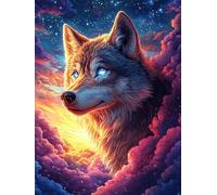 Wolf Howling at The Moon on A Waterfall 300 Piece Jigsaw Puzzle for Adults Wildlife Pet Snow Day Activity Indoor Fun No Dust Pieces Great Gift for Neighbors 300 PCS