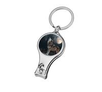 Wolf Howling at The Moon Portable Metal Nail Clipper with Keychain Sharp Fingernail Clippers for Men Women