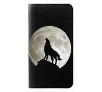Wolf Howling at The Moon PU Leather Flip Case Cover For Motorola Moto E6, Moto E (6th Gen)