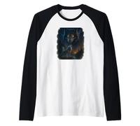 Wolf Howling at The Moon Raglan Baseball Tee
